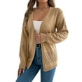 thumbnail image 1 of Crochet Cardigan for Women Long Sleeve Open Front Knit Oversized Cardigan Sweaters Khaki L, 1 of 9