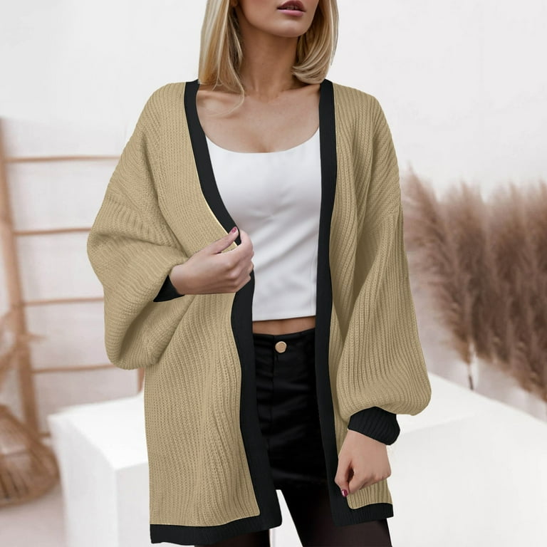 Crochet Cardigans for Women Plus Size Cardigan Cardigan Fall Outfits for Women Cardigan Sweaters for WomenContrast Color Mid Length Buttonless Casual