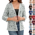 thumbnail image 1 of Crochet Cardigans for Women Lightweight 3/4 Sleeve Open Front Bolero Shrug Summer Dressy Casual Lace Cardigan Sweater (XL,Light Gray), 1 of 5