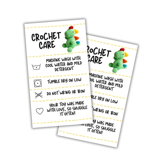 Crochet Care Instruction Cards 50pk 2x3.5 RAOK Random Acts of Kindness Yarn Plush Doll Scarf Template Loaf Pattern DIY Crafters Knitting