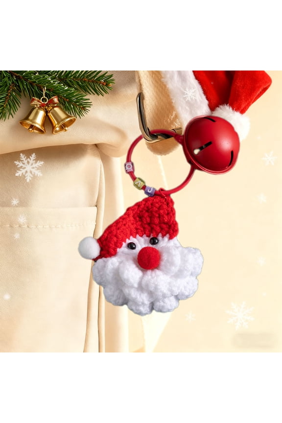 Crochet Christmas Keychain 3 Inch Handmade Ornament, Yarn Knitted Tree Pendant for Keys Bags, Festive Gift for Christmas Party Home Decor Stocking Stuffer Holiday Accessory