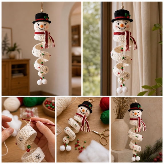 Crochet Christmas Tree DIY Kit for Beginners, Handmade Holiday Tabletop Decor Set with Soft Yarn and Tools, Christmas Craft Kit for Adults and Teens, DIY Gift Making Supplies, Style D