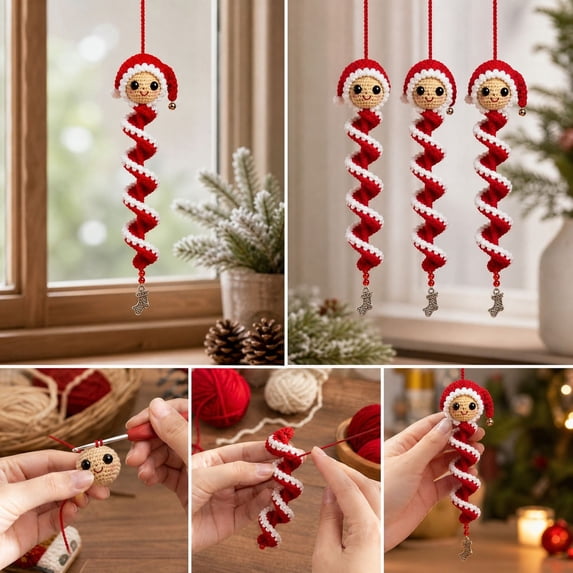Crochet Christmas Tree DIY Kit for Beginners, Handmade Holiday Tabletop Decor Set with Soft Yarn and Tools, Christmas Craft Kit for Adults and Teens, DIY Gift Making Supplies, Style B