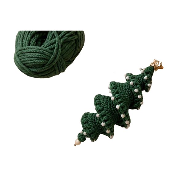Crochet Christmas Tree DIY Kit for Beginners, Starter Set with Yarn Hook Instructions Video Tutorial, Handmade Xmas Holiday Craft Gift for Adults Kids