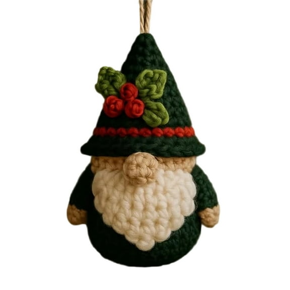 Crochet Christmas Tree Gnome Kit - Beginner DIY Crafting Set with Yarn & Hook, 6" Handmade Holiday Ornament for Tree Decor, Festive Family Activity, Great Christmas Gift