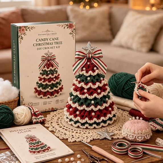 Crochet Christmas Tree Kit, DIY Beaded Christmas Tree Kit, Crochet Christmas Craft for Adults and Beginners, Handmade Woven Christmas Tree for Christmas Home Decor