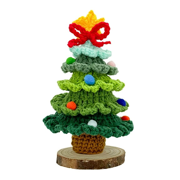 Crochet Christmas Tree Kit Handmade Holiday Decoration Set, Knitted Christmas Tree Ornament in Light Rainbow Colors, Multi-Layered Crochet Design with Gold Bells and Star Top