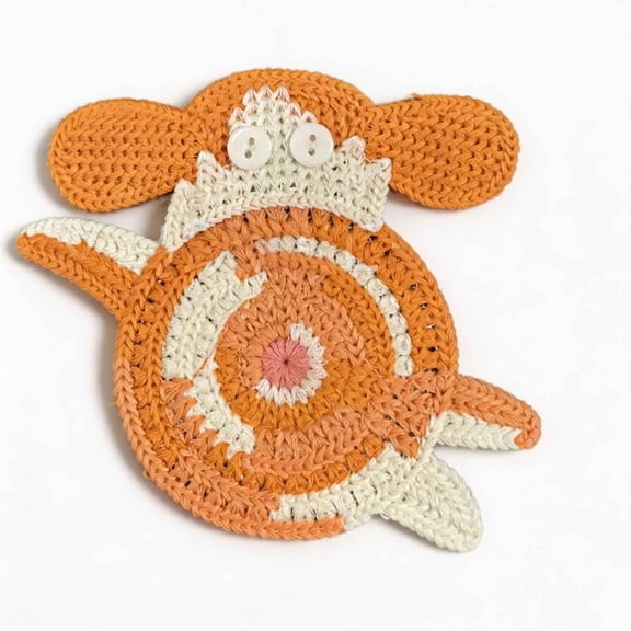 Crochet Coaster, Hand-Knit Absorbent Dog Butt Shaped Cup Mat for Mugs and Drinks, Whimsical Home Desk Decor, 1-Piece