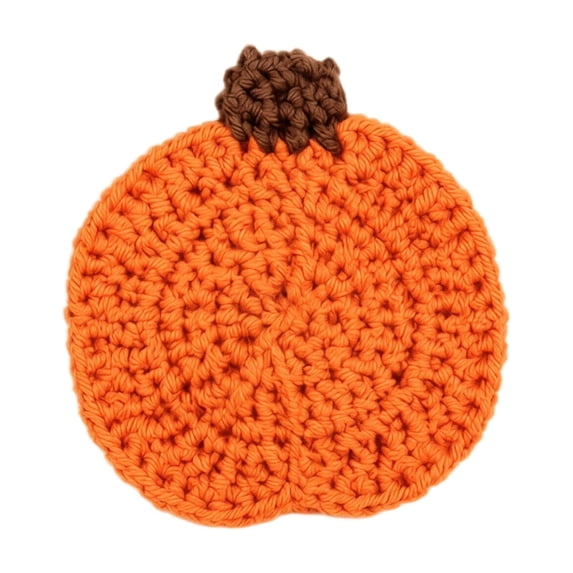 Crochet Coaster Handmade Pumpkin Shape 1 Pack Heat Resistant for Halloween Home Decor