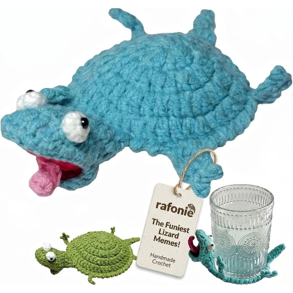 Crochet Coasters Set – Funny Animal Design Drink Coasters, Soft Heat Resistant Woven Mat for Cups Mugs, Desk Table Decor for Home Office, Teacher Daughter Mom Gift
