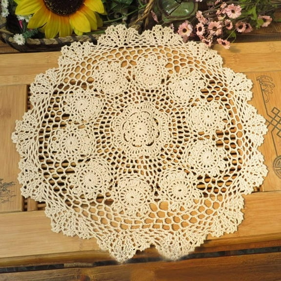 Crochet Cotton Placemats Doilies Handmade Table Doilies Suitable for Daily use, Dinner Party, Wedding(1pc-16 Inch)