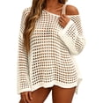 thumbnail image 1 of Crochet Cover Ups for Women Sexy Hollow Out Swim Cover Up Knit Summer Beige XL, 1 of 8