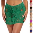 thumbnail image 1 of Crochet Cover Ups for Women Solid Color Hollow Out Swim Bikini Cover Up Knit Summer Beach Mini Skirt with Lace-up Knot Detailing, Size S-L, 1 of 6