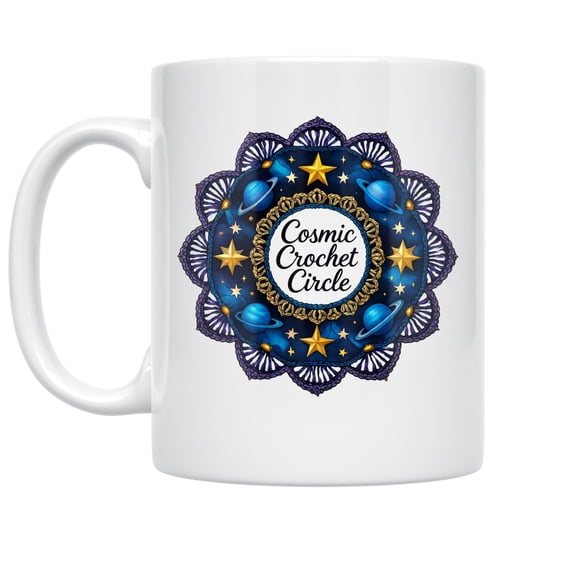 Crochet Cozy Charm 11 oz Coffee Mug - For Yarn and Fiber Artists White Ceramic gift