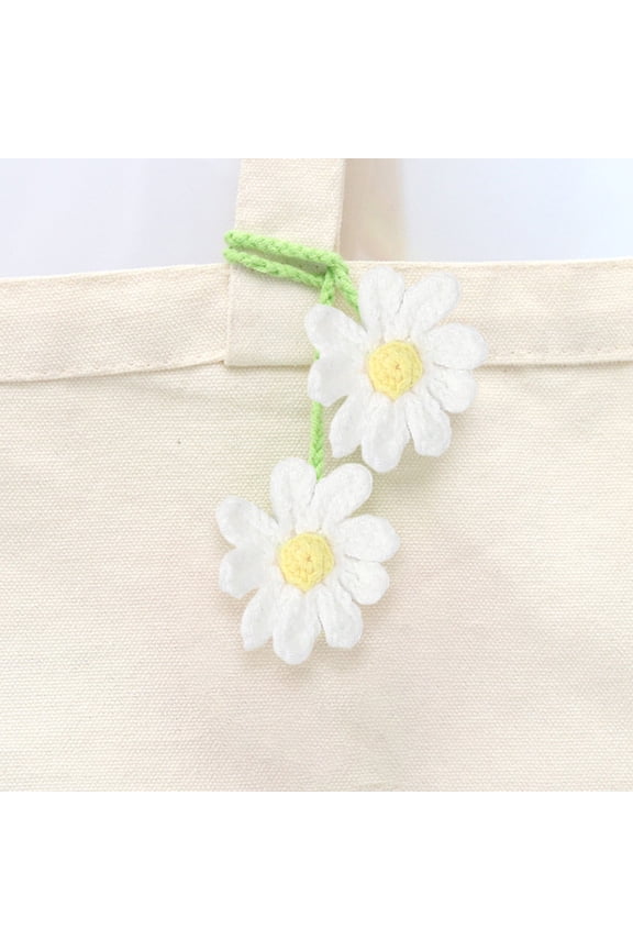 Crochet Daisy Flower Bag Charm, Handmade Knitted Purse Hanging Decor, Aesthetic Novelty Bag Pendant, Cute Style Accessory for Backpack, Handbag, Car & Keychain Decoration 1Pcs