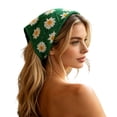 thumbnail image 1 of Crochet Daisy Triangle Head Scarf, Knitted Floral Bandana Head Wrap, Adjustable Back Tie Hair Kerchief For Daily, Travel, Beach & Outdoor Styling, 1 of 4