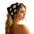 thumbnail image 1 of Crochet Daisy Triangle Head Scarf, Knitted Floral Bandana Head Wrap, Adjustable Back Tie Hair Kerchief For Daily, Travel, Beach & Outdoor Styling, 1 of 4