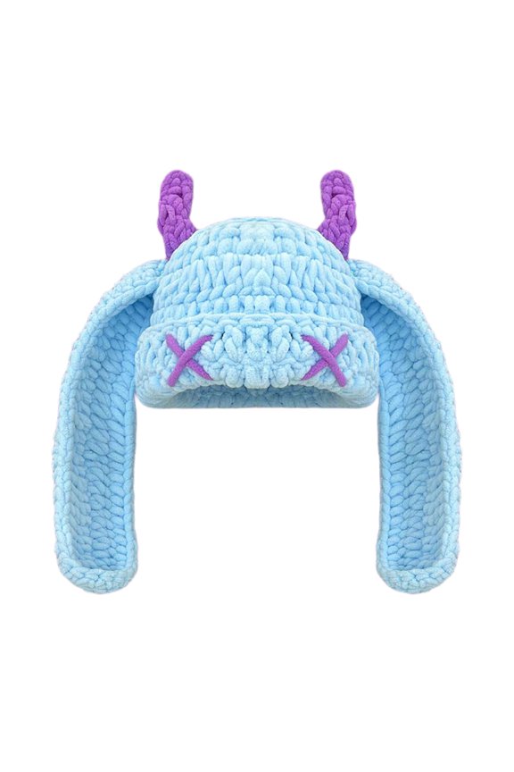Crochet Devil Horn Hat Headwear Comfortable Winter Warm Rabbits Ear Hat
