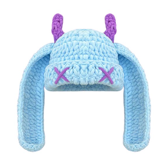 Crochet Devil Horn Hat Headwear Comfortable Winter Warm Rabbits Ear Hat