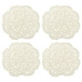 thumbnail image 1 of Uxcell 4Pcs Crochet Doilies 3.94" Cotton Woven Fabric Coasters, Round Handmade Coasters with Floral Beige, 1 of 5