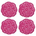 thumbnail image 1 of Uxcell 4Pcs Crochet Doilies 3.94" Cotton Woven Fabric Coasters, Round Handmade Coasters with Floral Rose Red, 1 of 5