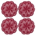 thumbnail image 1 of Uxcell Crochet Doilies Handmade Crochet Cotton Coaster Round Lace Placemats with Floral Patterns Claret 4pcs, 1 of 5