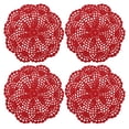 thumbnail image 1 of Uxcell Crochet Doilies Handmade Crochet Cotton Coaster Round Lace Placemats with Floral Patterns Red 4pcs, 1 of 4