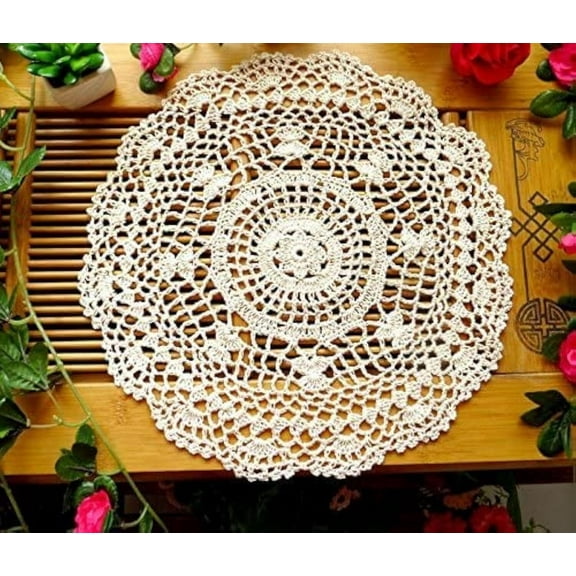 Crochet Doilies Cotton Table Cloth Lace Doilies Round Lace Tablecloths Crochet Placemat 10 Inches 2PC