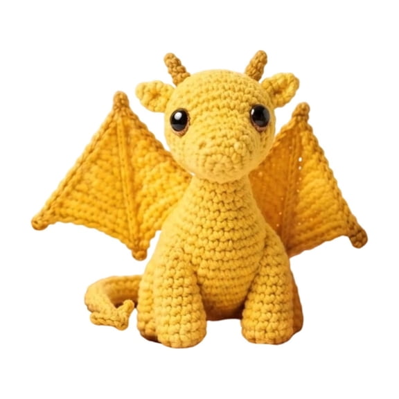 Handmade Crochet Emotional Support Dragon Plush - Soft Knitted Stuffed Animal for Desk Decor, Fantasy Mini Companion Gift for Anxiety Relief