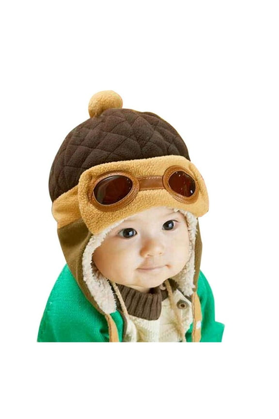 Crochet Earflap Pilot Hats Rabbit Ears Beanie Cap Winter Warm Knit Caps for Toddlers Baby Girls and Boys