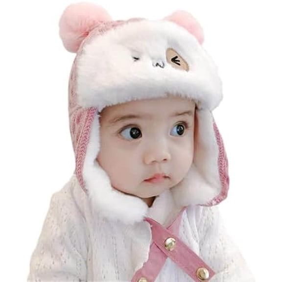 Crochet Earflap Pilot Hats Rabbit Ears Beanie Cap Winter Warm Knit Caps for Toddlers Baby Girls and Boys