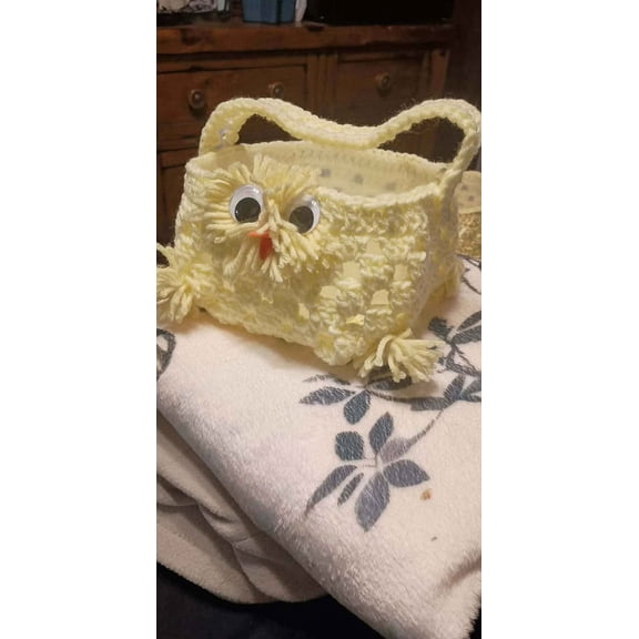 Crochet Easter basket chick pattern. 7.5W X 7.5L X 6.5H
