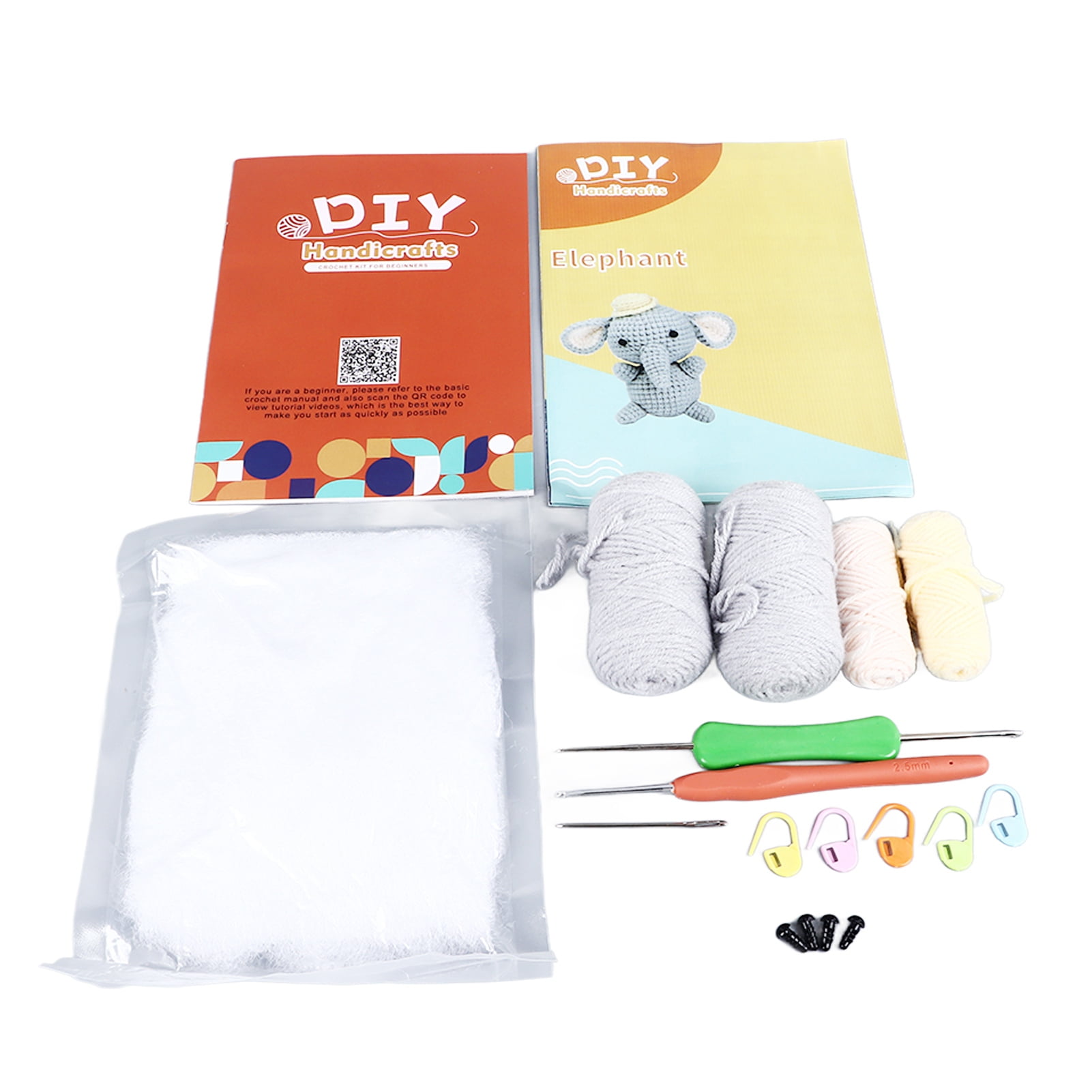 Crochet Elephant Kit Complete Tool Cute DIY Learn to Crochet Animal