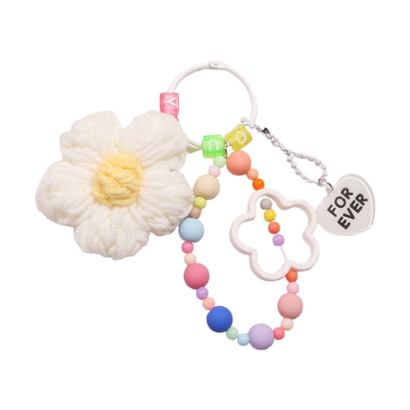 Crochet Five Keychain Multicolor Acrylic Charm For Women Girls Gift Backpack Keys Accessories