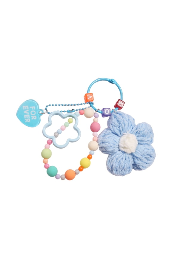 Crochet Five Keychain Multicolor Acrylic Charm For Women Girls Gift Backpack Keys Accessories