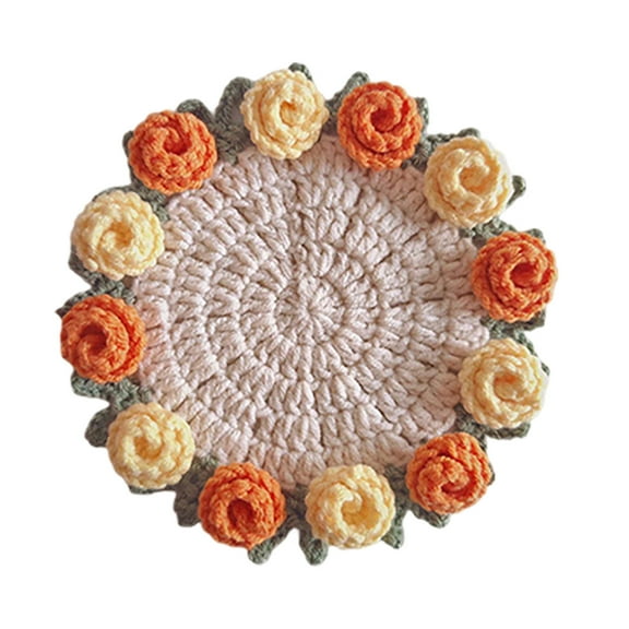 Crochet Flower Blanket DIY Handmade Vintage Crochet Rose Flower Bouquet Soft Rose Flower Bouquet Knitted Decorative For Day Birthda(finished Product)