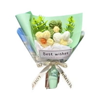 Crochet Flower Bouquet, 3.9 Inch Handmade Crochet Flowers Knitted Bouquet for Birthday, Wedding, Anniversary, Graduation Gift for Her, Girlfriend, Wife, Women, Teacher Gifts for Women