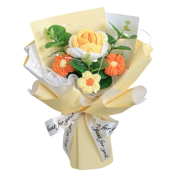 Crochet Flower Bouquet, Handmade Crochet Rose Bouquet, Knitted Floral Arrangement for Birthday, Wedding, Anniversary, and Graduation Decor, Unique Gift for Women, Wife, Girlfriend