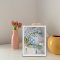 thumbnail image 1 of Crochet Flower Bouquet Photo Frame Crocheted Yarn for Festivals Cafe Wedding Blue, 1 of 8