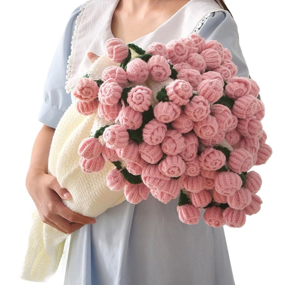 Crochet Flower Bouquet Throw Blanket, Handmade Knitted Blanket with Rose Flowers, 43" Flower BouquetBlanket,Folds into a Rose Bouquet,Romantic Gift for Her