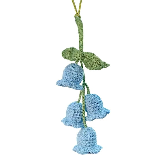 Crochet Flower Car Hanging Ornament Rearview Accessories for Women and Girls Cute Pendant Decoration for Vehicle Unique Car Accessory for Ladies