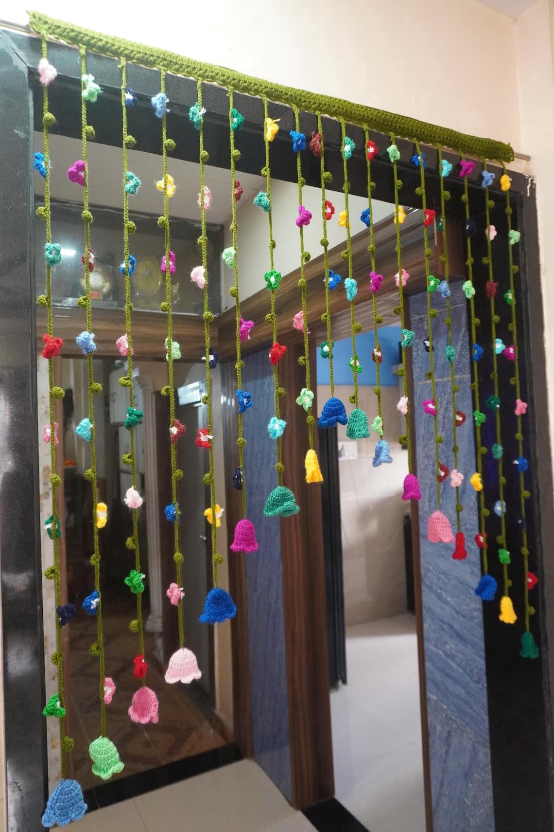 Crochet Flower Curtain: Handmade Wildflower Boho Window Decor