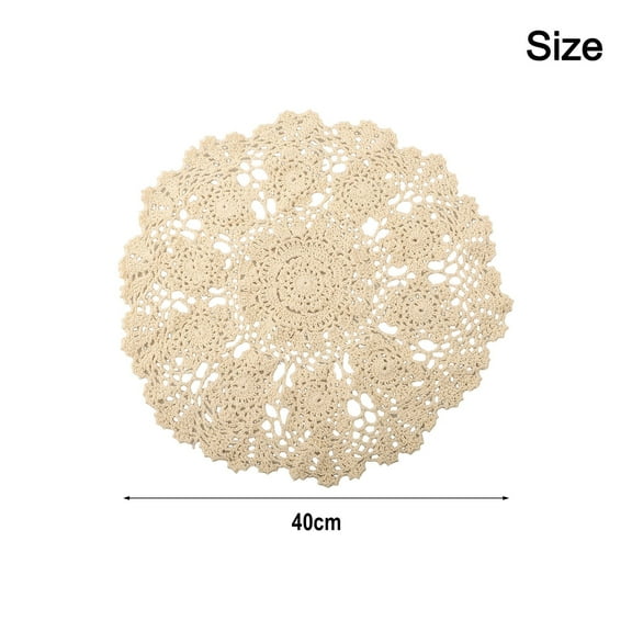 Crochet Flower Handmade Placemat Retro Hollow Round Table Mat Cotton Doilies YIWEI