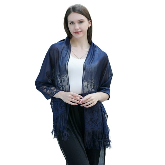 Crochet Flower Pattern Embroidery Lace Tassel Dinner Shawl Bride Bridesmaid Cheongsam Dress Shawl Female Accessories