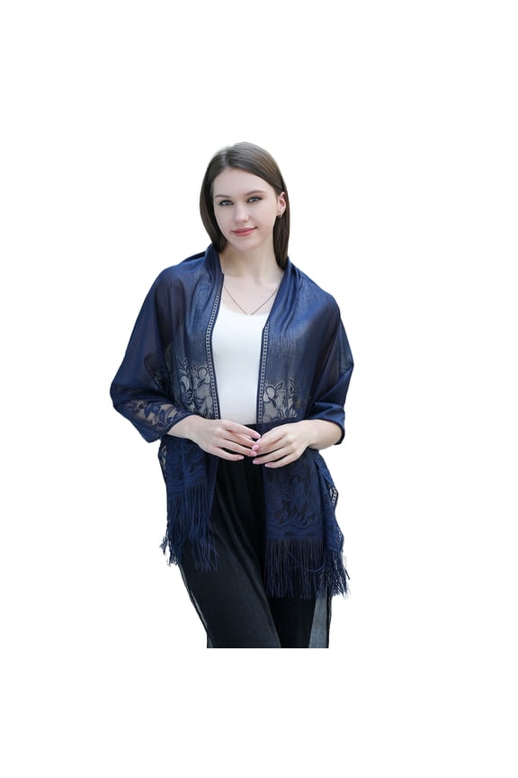 Crochet Flower Pattern Embroidery Lace Tassel Dinner Shawl Bride Bridesmaid Cheongsam Dress Shawl Female Accessories