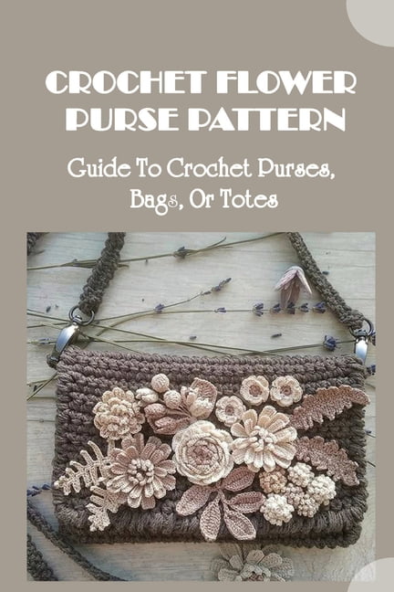 Handmade Crochet Ring Bag with PU Handle and Wood Rings Crochet Flower Bag