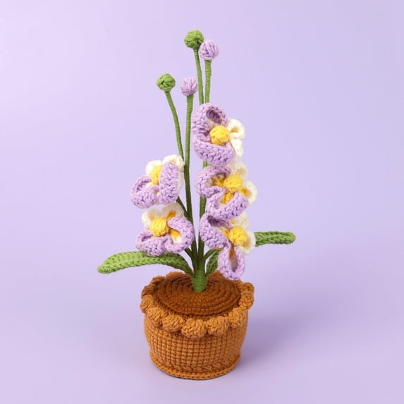 Crochet Flowers Artificial Phalaenopsis for Office Desk Car Dashboard Decor, Funny Gifts for Women Birthday Christmas Party Decorations Motivational Gifts