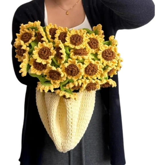 Crochet Flowers Bouquet Blanket Handmade DIY Flower Pack Material New G3Z5