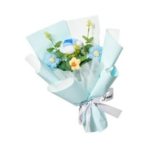 Crochet Flowers Bouquet, Handmade Knitted Finished Bouquet, Artificial Flower with Clear Gift Bag, Faux Crochet Flower for Weddings Mother's Day Anniversary Birthday Home Decor