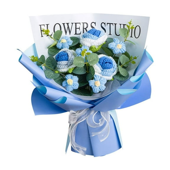 Crochet Flowers Bouquets with LED String Light Knitted Flower for Mother Day